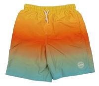 Žlto-červeno-tyrkysové ombré plážové kraťasy McKenzie