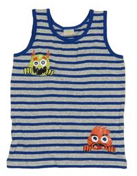 Sivo-modré pruhované tielko s príšerkami Kids