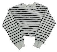 Bielo-čierna pruhovaná crop mikina H&M