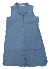 Modré melírované prepínaci košeľové šaty H&M