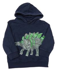 Tmavomodrá mikina s dinosaurem a kapucí C&A