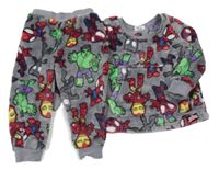 Sivé chlpaté pyžama s baby Avengers Nutmeg