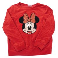 Červená plyšová mikina s Minnie Disney