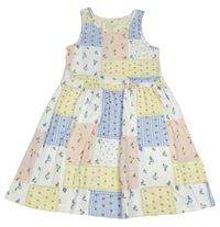 Žlto-modro-biele kockované vzorované šaty zn. H&M