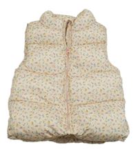 Svetloružová kvetovaná šušťáková zateplená vesta sfera