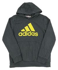 Tmavosivá mikina s logom a kapucňou Adidas