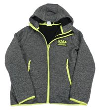 Tmavošedá melírovaná pletená zateplená propínací mikina s kapucí Y.F.K.