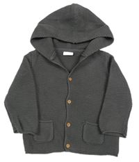 Tmavosivý prepínaci sveter s kapucňou Next