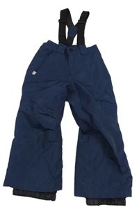 Tmavomodré šusťákové funkční oteplovačky s kšandami Lupilu