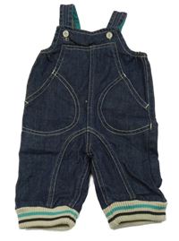 Tmavomodré laclové rifle s úpletovým lemem 