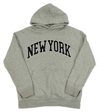 Sivá melírovaná mikina s nápisom a kapucňou H&M