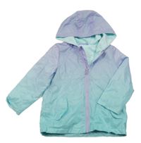 Lila-zelená ombré šusťáková jarní bunda s kapucí dunnes