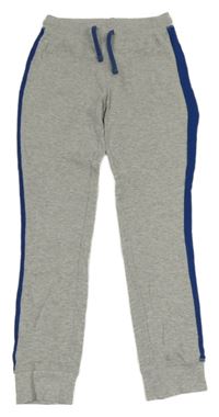 Sivé rebrované tepláky s modrým pruhom Pocopiano