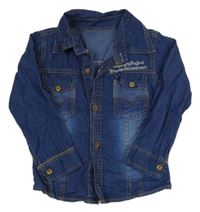 Tmavomodrá košile riflového vzhledu s vreckami