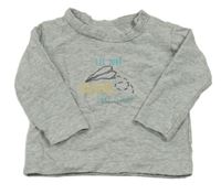 Sivé melírované tričko s nápisom