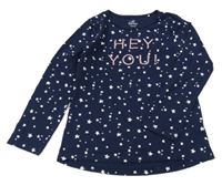 Tmavomodré triko s hvězdičkami a nápisem Topolino