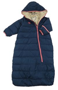 Tmavomodrý šusťákový zimní fusak s kapucí Lupilu