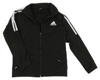Černá sportovní propínací mikina s pruhy a logem - Adidas