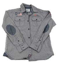 Tmavomodro-červená kockovaná košeľa