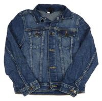 Tmavomodrá riflová bunda s kapsami 