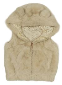 Smotanová kožušinová podšitá vesta s kapucňou Nutmeg