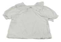 Biele tričko so vzorovaným golierikom Zara