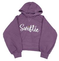 Fialová crop mikina s nápisem a kapucí dunnes