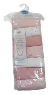 Nové - 7x bielo-ružové body s krátkým rukávom Primark