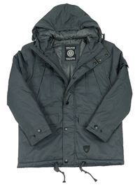 Tmavosivá šušťáková zimná bunda s kapucňou Soulstar