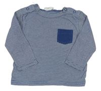 Modro-biele pruhované tričko s vreckom Topomini