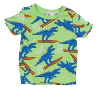 Svetlozelené tričko s dinosaury na surfech H&M
