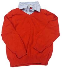 Červený sveter s košeľovým golierom zn. H&M