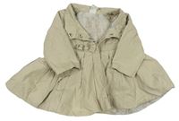 Béžový plátenný podšitý jarný kabát s mašlou H&M