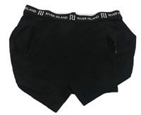 Čierne crop tričko s volnými rameny a logom River Island
