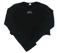 Černé žebrované crop triko s logem River Island