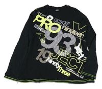 Čierno-bielo-neónově zelené tričko s nápismi Y.F.K.