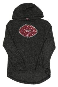 Tmavosivá melírovaná úpletová tunika so perami a kapucňou Y.F.K.