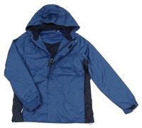 Tmavomodrá šušťáková jarná funkčná bunda s kapucňou Crivit