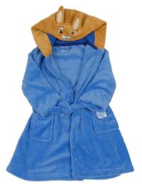 Modro-hnědý plyšový župan s kapucí - Králíček Petr George