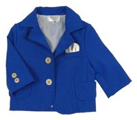 Tmavomodré lněné podšité sako 