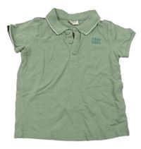 Zelené polo tričko s nápisem 