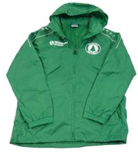 Zelená šušťáková športová bunda s potlačou a kapucňou Jako