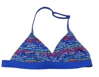 Tmavomodro-barevná plavková lambáda s nápisy 