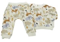 2set - Smotanová mikina so zvířátky + tepláky so zvieratkami