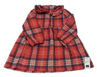 Nové - Červeno-tmavomodré kostkované šaty s límečkem Dunnes