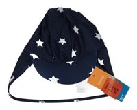 Nové - Tmavomodro-biela UV šiltovka s hviezdami a ochranou krku George