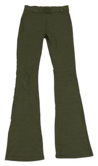 Khaki žebrované flare legíny WE