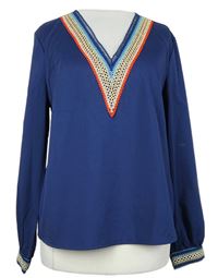 Dámska tmavomodrá blúzka so vzorom Shein