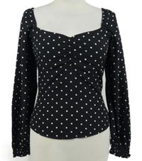 Nové - Dámska čierna bodkovaná crop blúzka Dorothy Perkins