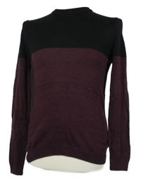 Pánsky vínovo-čierny sveter Topman